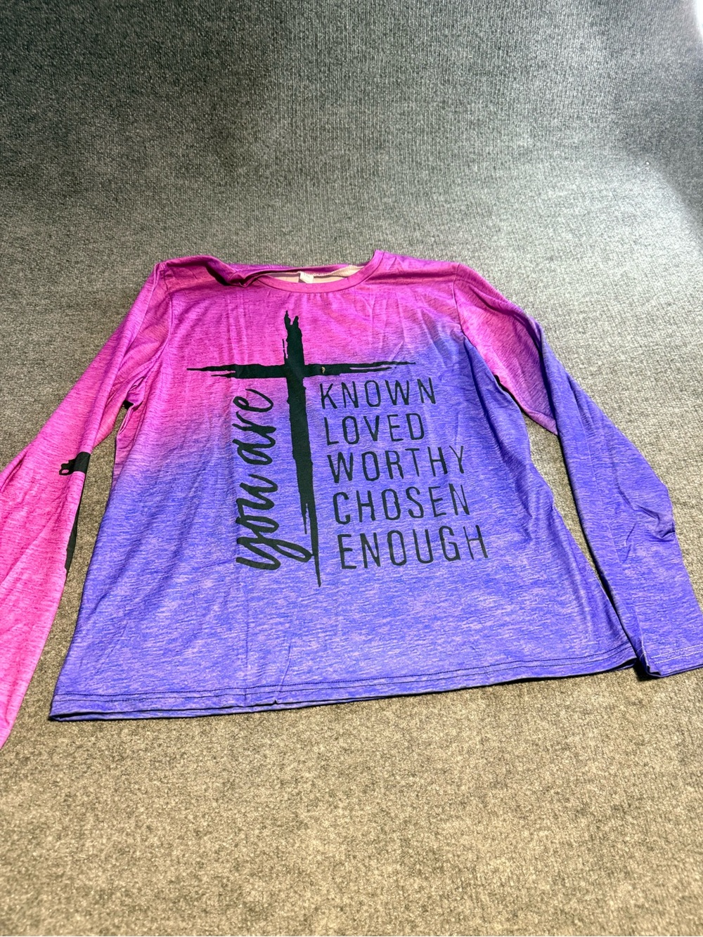 Women’s Long Sleeve Gradient Tee - Pink to Purple